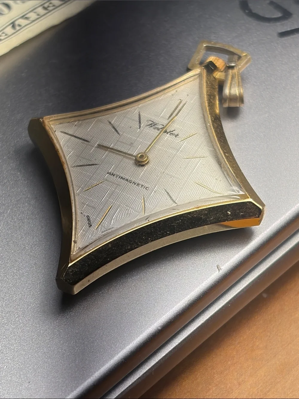 Vintage Webster Bernard Schaffel  Gold-Tone Diamond-Shaped watch parts